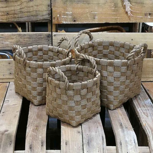 Set of 3 round baskets with 2 handles B