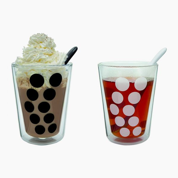 Dot Dot double wall exresso tumblers 350 ml + spoons D