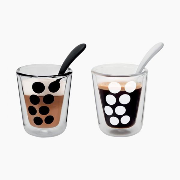 Dot Dot double wall exresso tumblers 200 ml + spoons A