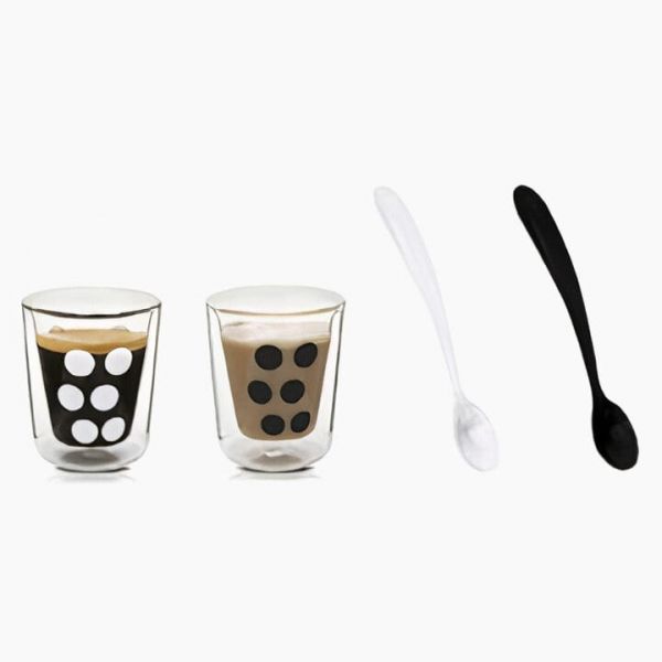 Dot Dot double wall exresso tumblers 75 ml + spoons A