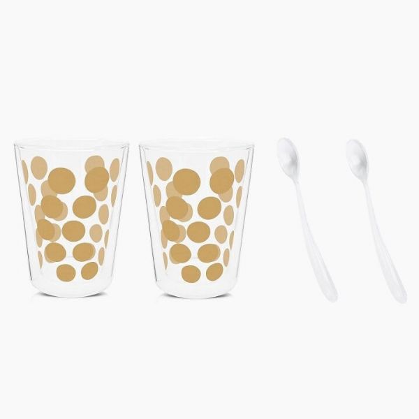 Dot Dot double wall exresso tumblers 350 ml + spoons