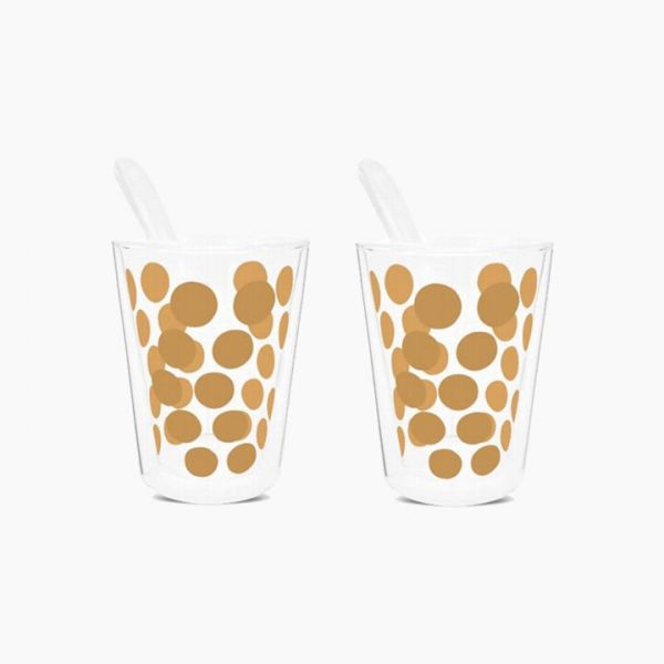 Dot Dot double wall exresso tumblers 200 ml + spoons C