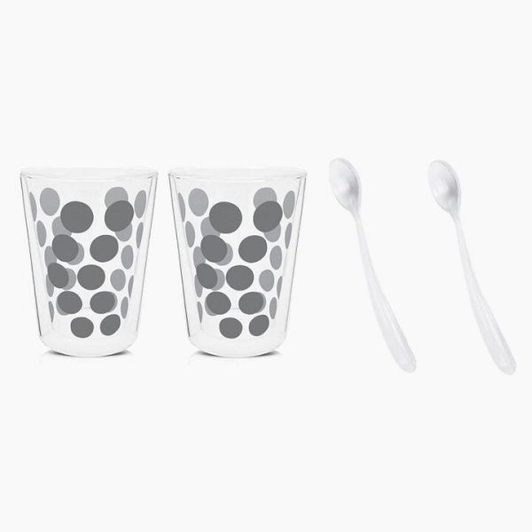 Dot Dot double wall exresso tumblers 350 ml + spoons E