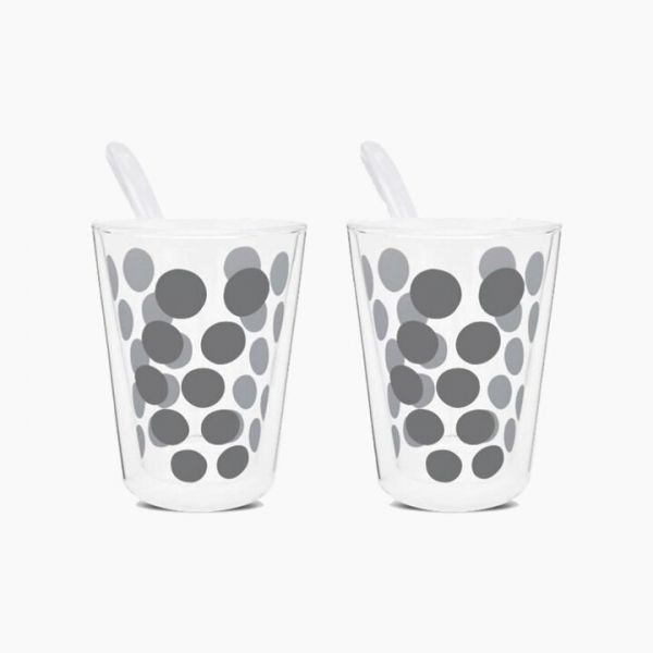 Dot Dot double wall exresso tumblers 200 ml + spoons B