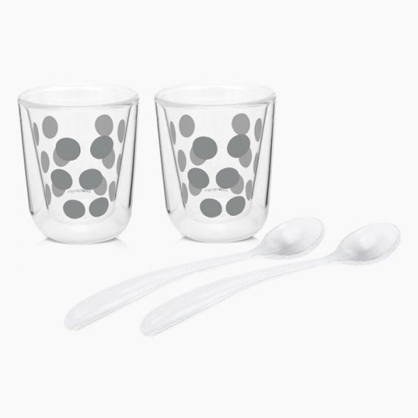 Dot Dot double wall exresso tumblers 75 ml + spoons B