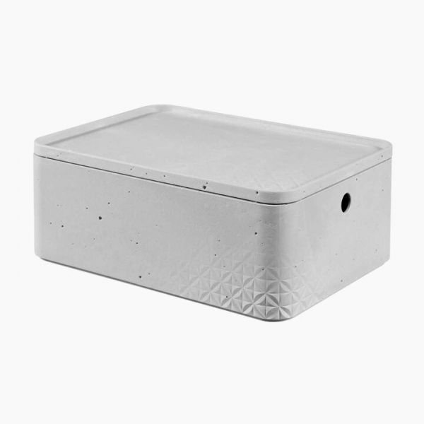 Beton M Storage box with lid 6.5 L grey