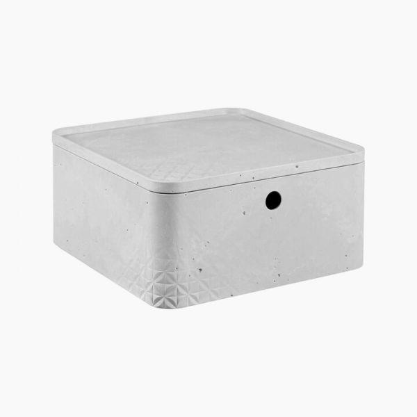 Beton L Storage box with lid 8.5 L grey