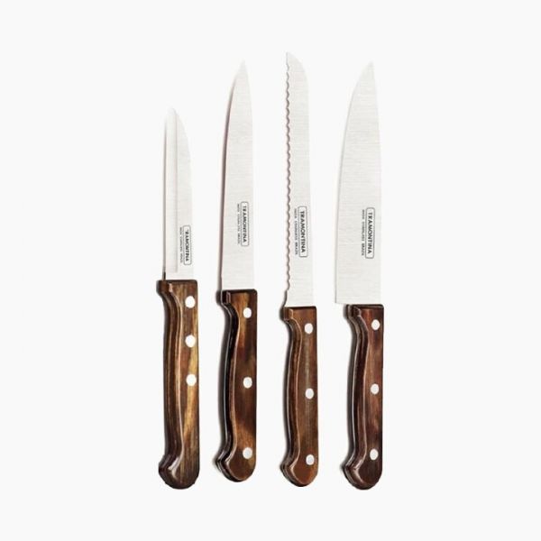 Tramontina Stainless Steel Polywood Brown 4 pcs Knives set 