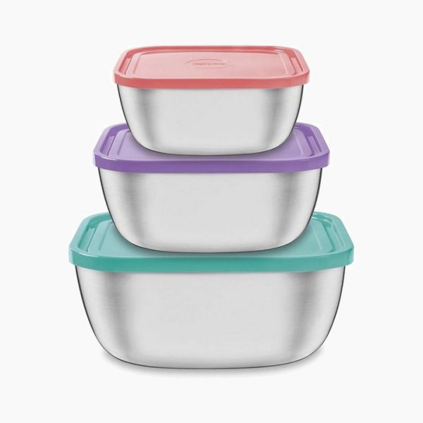 FOOD STORAGE CONTAINER SET WITH PLASTIC LID 
