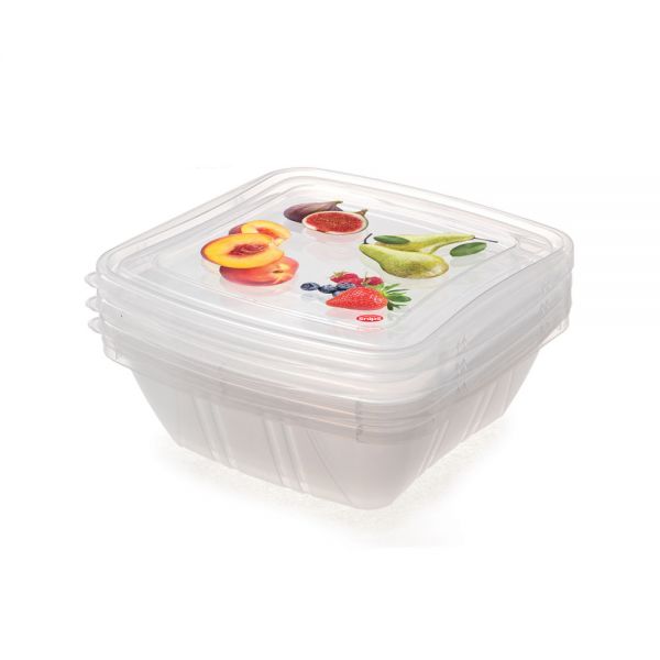 Snips / Plastic ( SET OF 3 FRESH CONTAINERS SQUARE 0,5 Liter )
