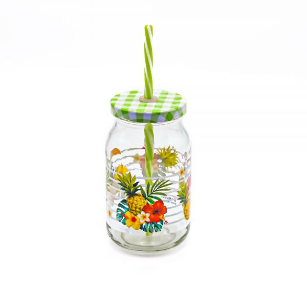 Cerve/Glass ( Island Jar with lid + straw 450 ml )