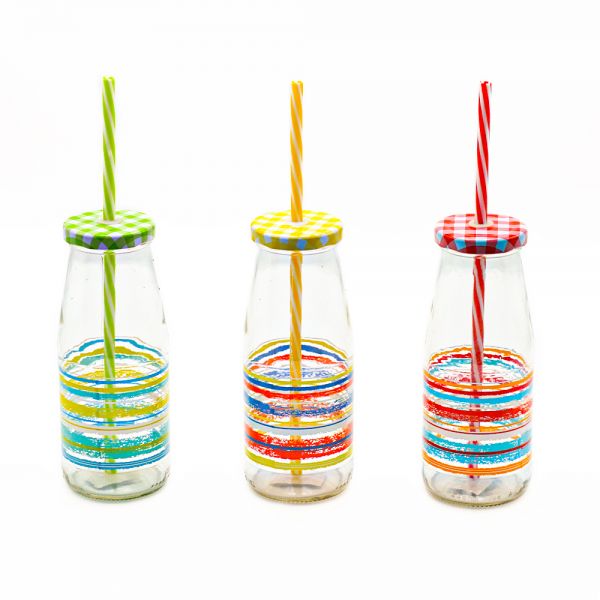 Cerve/Glass ( Caraibi Juice bottle with lid + straw 450 ml )
