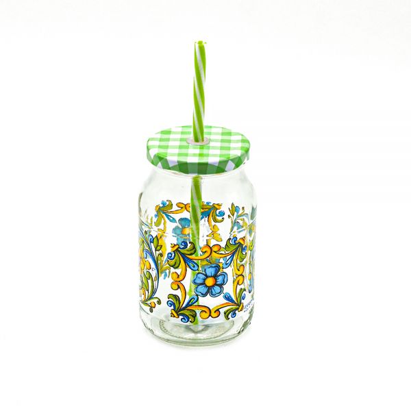 Cerve/Glass ( Sicilye Jar with lid + straw 450 ml )