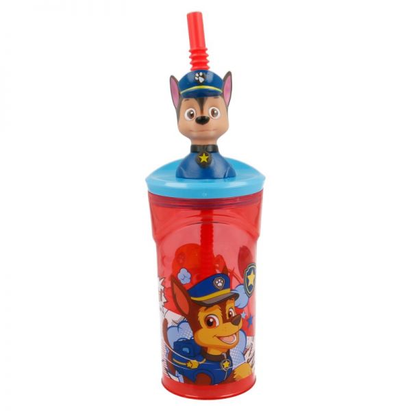PAW PATROL 3D Figurine Red Tumbler with Straw 360 ml
