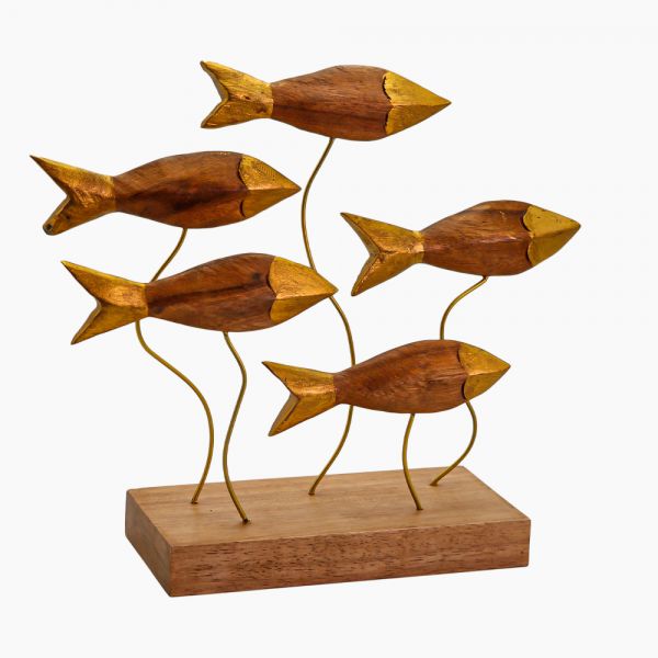 Wooden Fishs On Base 27 cm C