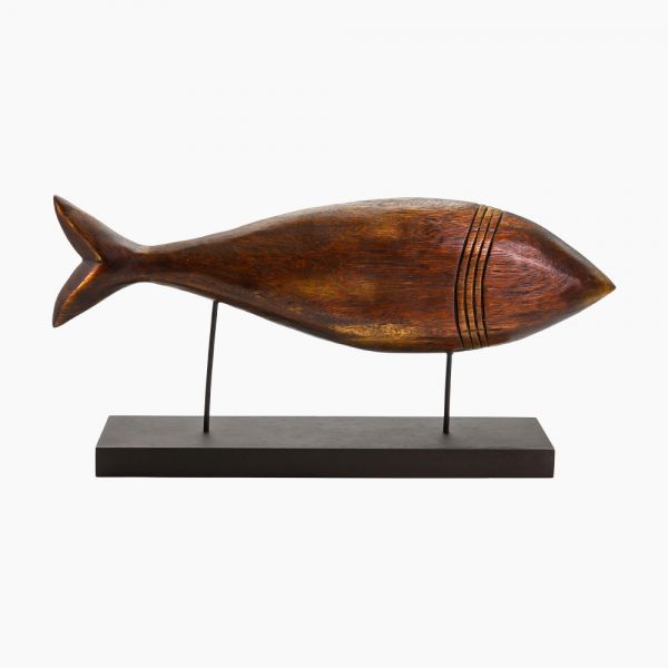 Wooden Fish On Base 25 cm