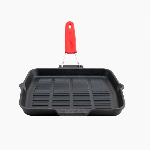 Lava / Cast Iron (  square grill pan with removable stainless steel handle 24*24 cm )