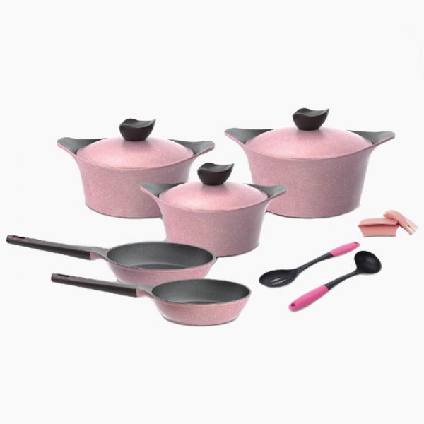 Neoflam / Aluminium ( Aeni Cookware Set 10 Pieces + Gift/Pink )