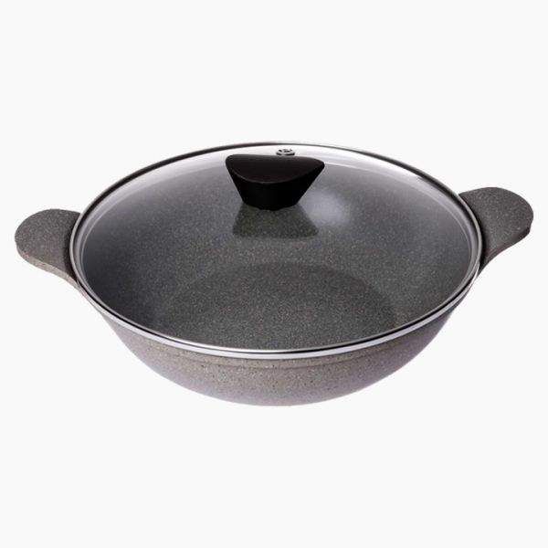 Wok granite 2 handle with cover 36 cm