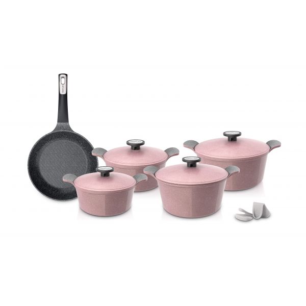 POTE Cookware Set 11 Pieces/Pink Marble