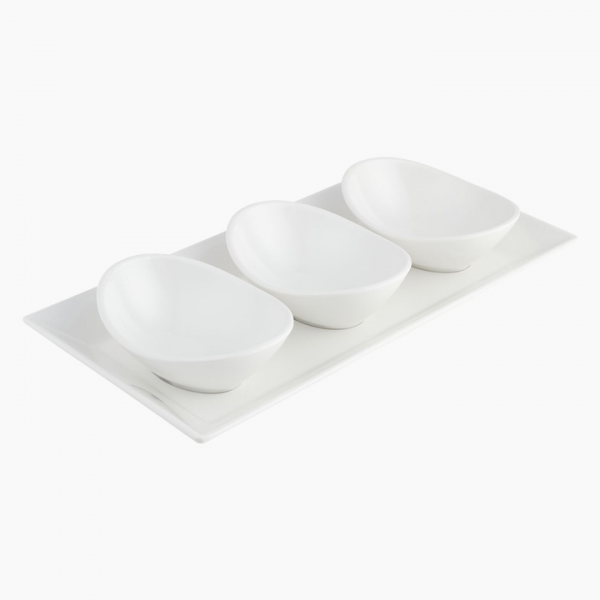 Cream Plate + 3 Bowls 