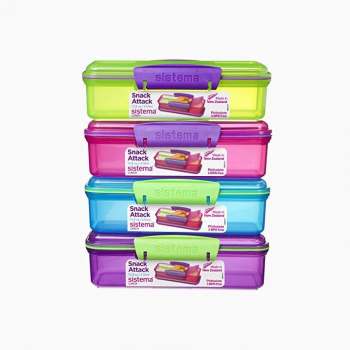 Snack Attack Lunch Box for Kids school 4/6 Convertible Compartments Ba –