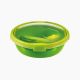 To Go Lunch Food storage container round 1L green with Knife , spoon & fork