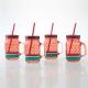 Set of 4 Jar Mugs + 4 Juice straw - Watermelon