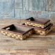 Set of 3 rectangular trays with 2 handles