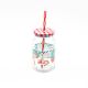 Cerve/Glass ( Fun Sun Flaminco Jar with lid + straw 450 ml )