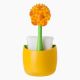 Lola Flor dish brush with stand orange