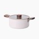 Bien/Cream Beige Marble Forged 20cm Casserole with Glass lid, full induction