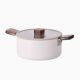 Bien/Cream Beige Marble Forged 24cm Low Casserole with Glass lid, full induction