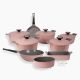 Neoflam / Aluminium ( Pote / Pink Marble Cookware Set 14 Pieces )