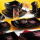 Quadrato Pink Sorbet Black Dinnerware Set, 50 Pieces