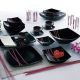 QuadratoOxford Red Black Dinnerware Set, 50 Pieces