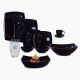 Quadrato Indigo Flower Black Dinnerware Set, 50 Pieces